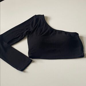Klassy Network Large Built‎ In Bra Black One Sleeve Crop Top